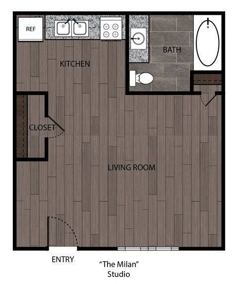 a floor plan of a studio apartment